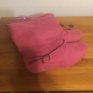 Pink suede boots